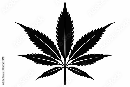 Marijuana leaf silhouette vector, Marijuana cannabis hemp leaf icon
