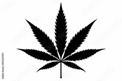 Marijuana leaf silhouette vector, Marijuana cannabis hemp leaf icon
