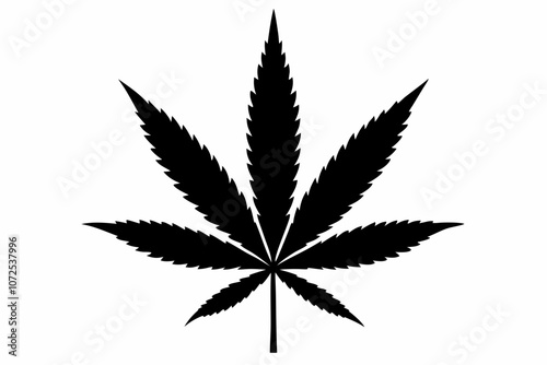 Marijuana leaf silhouette vector, Marijuana cannabis hemp leaf icon
