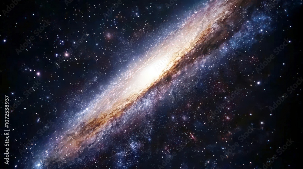Fototapeta premium Stunning Spiral Galaxy in Deep Space with Swirling Stars and Cosmic Dust Captured in Vibrant Colors and Brilliant Detail for Astronomy Enthusiasts and Science Illustrations