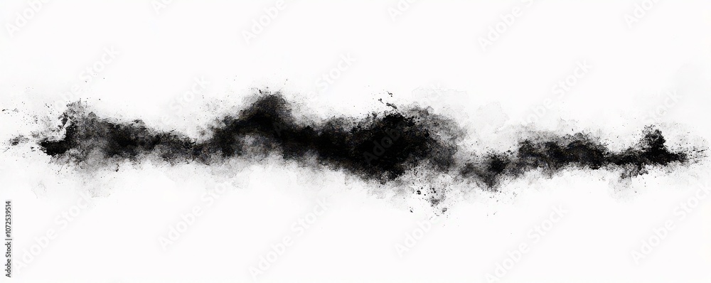 Fototapeta premium Abstract Black Smoke Wave on White Background, Capturing the Essence of Mystery, Motion, and Fluidity, Perfect for Artistic and Creative Projects