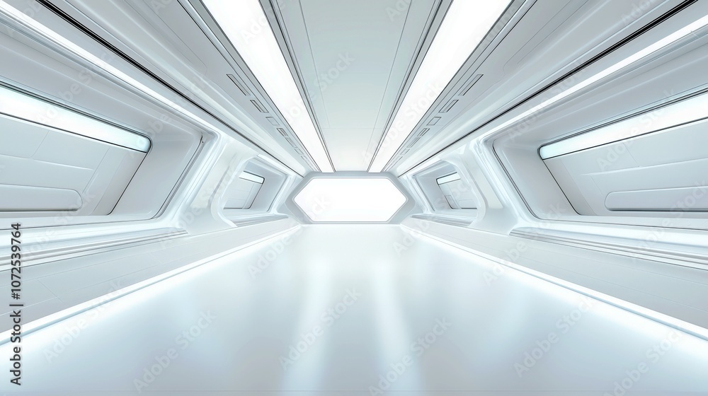 Modern Futuristic Corridor with Bright Lighting and Clean Design, Ideal for Science Fiction Themes, Virtual Reality, and Innovative Conceptual Spaces Modern Futuristic Corridor with Bright Lighting and Clean Design, Ideal for Science Fiction Themes, Virtual Reality, and Innovative Conceptual Spaces