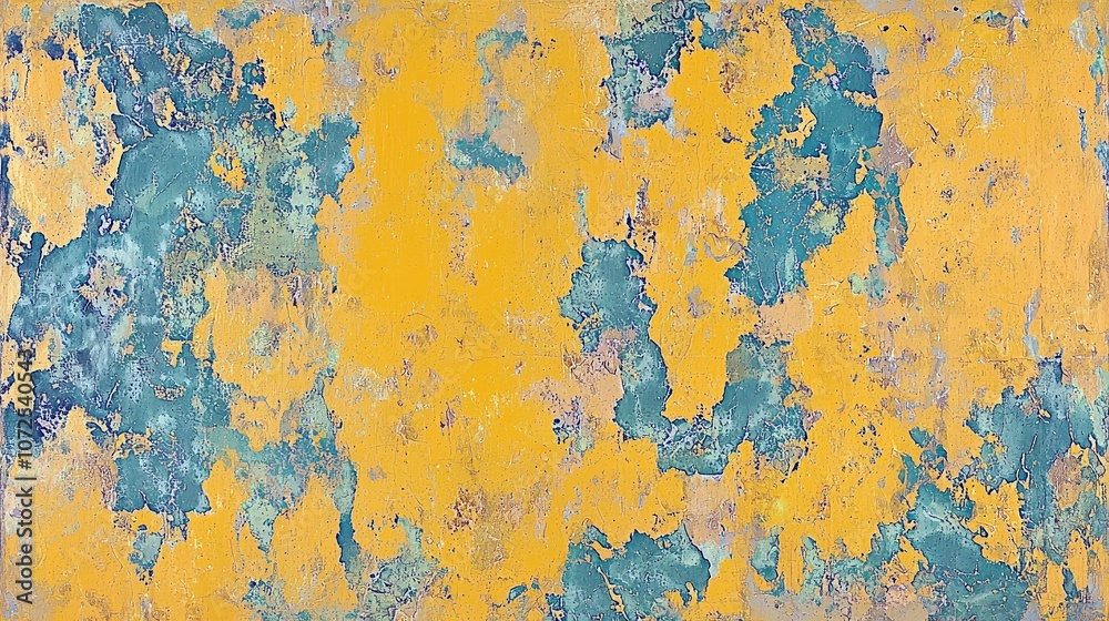 Vibrant Abstract Texture with Yellow and Aqua Tones Showcasing Unique Patterns of Wear and Distress for Artistic and Decorative Purposes Vibrant Abstract Texture with Yellow and Aqua Tones Showcasing Unique Patterns of Wear and Distress for Artistic and Decorative Purposes
