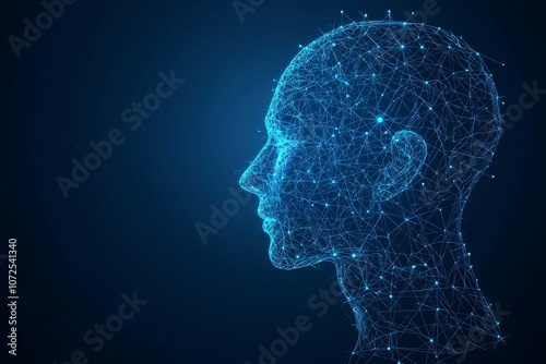 An abstract design illustrating futuristic intelligence and connectivity depicting a networked human mind.