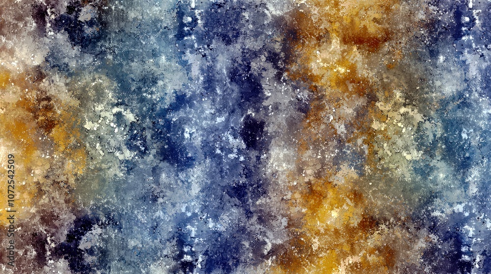 Fototapeta premium Abstract Colorful Texture with Blue, Brown, and Gold Tones Ideal for Backgrounds, Printed Materials, and Digital Designs Featuring a Subtle Watercolor Effect