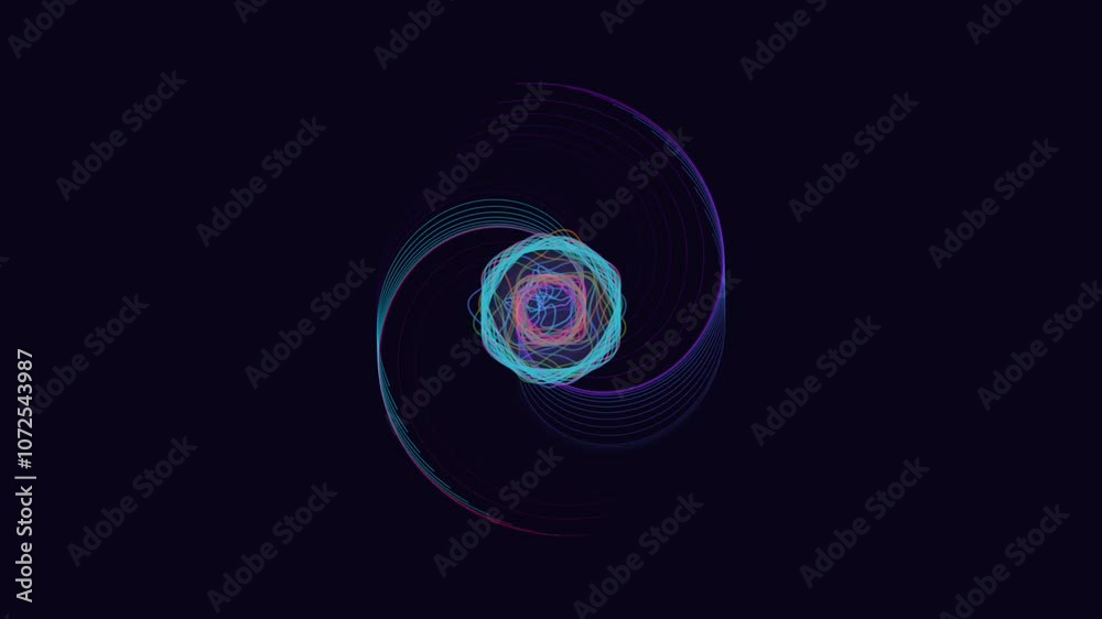 A minimalist spiral design with a cyan outer ring converging into a pink and purple core, suggesting orbital motion and cosmic rotation. The single spiral path creates an elegant, hypnotic effect agai A minimalist spiral design with a cyan outer ring converging into a pink and purple core, suggesting orbital motion and cosmic rotation. The single spiral path creates an elegant, hypnotic effect agai