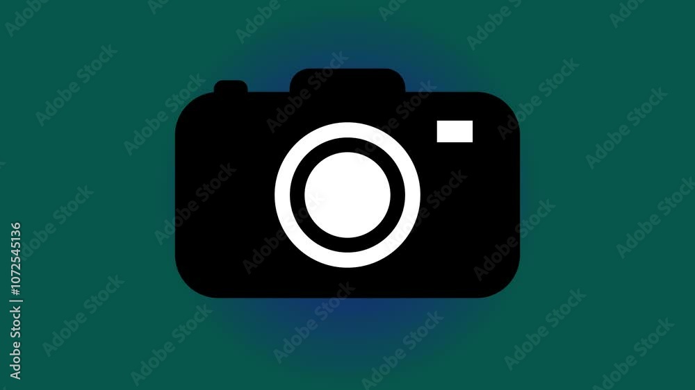 technology camera icon animation with black and white color on gradient background. technology camera icon animation with black and white color on gradient background.