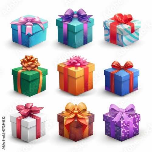 Gift box icon, giftbox, congratulation present with bow, shopping symbol, parcel sign, surprise box