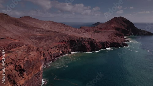 Aerial view of the coast of Punta San Lorenzo, Madeira, Portugal