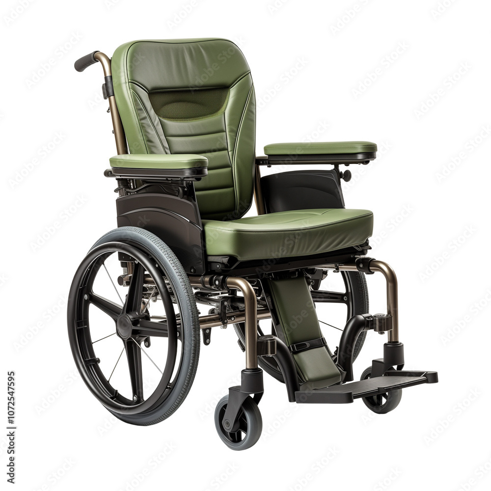 Olive Green Wheelchair Isolated on Transparent Background