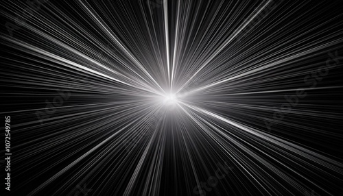 one directional light rays at center on a flat black background texture
