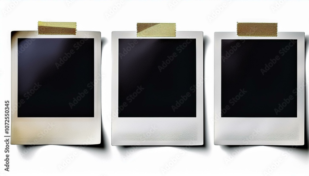four isolated polaroid frames with tape four isolated polaroid frames with tape