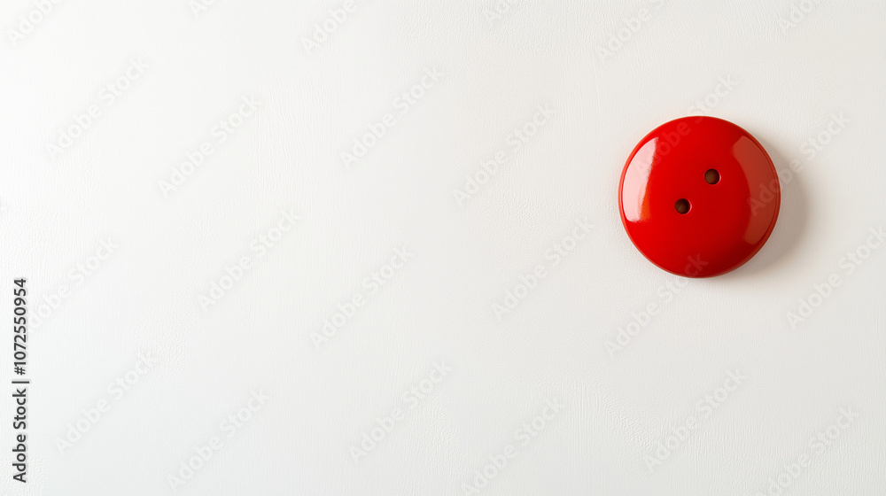 Red Button on White Wall Minimalist Product Photography Red Button on White Wall Minimalist Product Photography