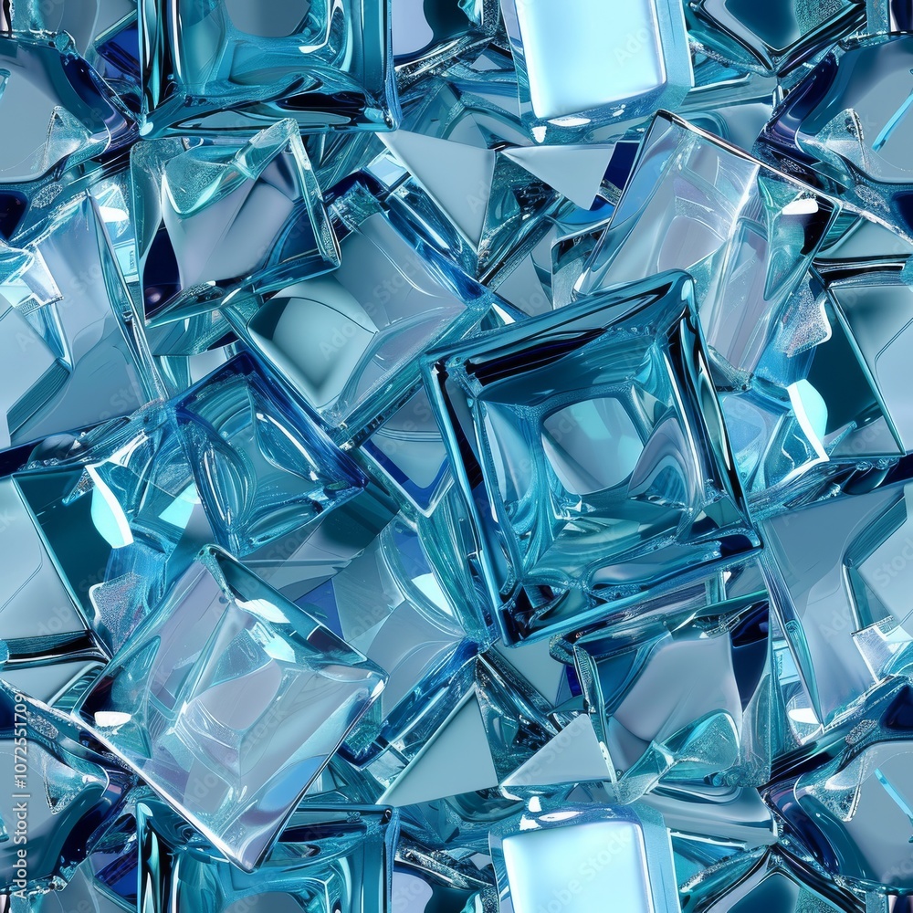 Transparent Cubes Pattern, Blue Glass Cube Background, Geometric 3d Crystals Mockup Transparent Cubes Pattern, Blue Glass Cube Background, Geometric 3d Crystals Mockup