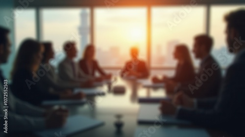 Leadership and Growth Concept with Silhouette of Business People in Conference Room