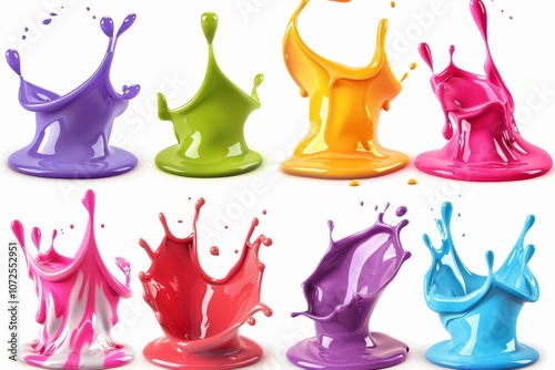 Slime toy icon, mucus symbol, color acrylic paint, cream splash, elastic goop, viscous elastic paste