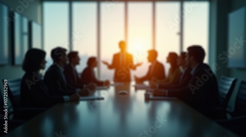 Leadership and Growth Concept with Silhouette of Business People in Conference Room