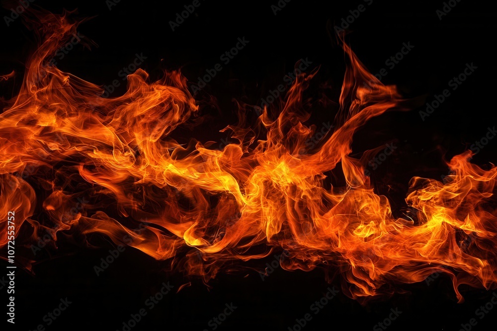 Fiery flames texture burning on a black background Fiery flames texture burning on a black background