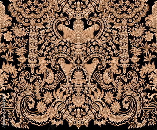 Obraz na płótnie seamless beautiful wallpaper cards border design floral leaf vintage ornament Victorian geometric ethnic print paisley pattern w salonie