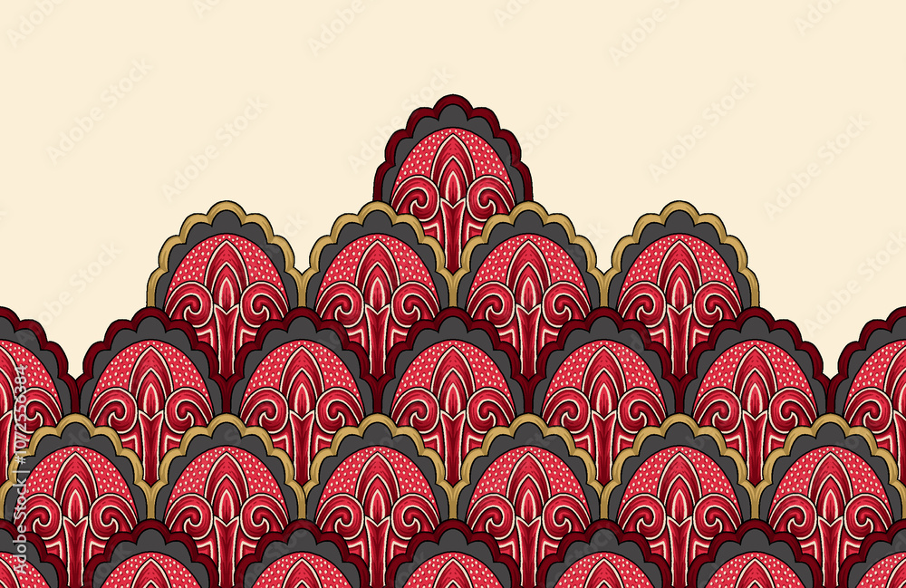 seamless beautiful wallpaper cards border design floral leaf vintage ornament Victorian geometric ethnic print paisley pattern