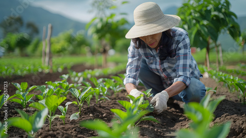 Farmers Nurturing Seedlings for Sustainable Crop Growth