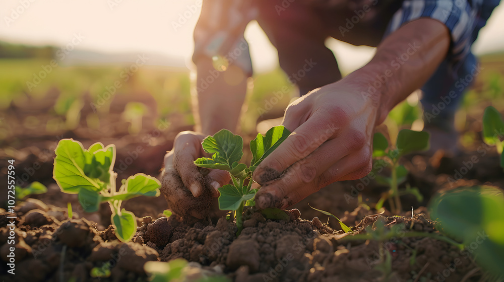 Farmers Planting New Seedlings in Fertile Farmland Farmers Planting New Seedlings in Fertile Farmland