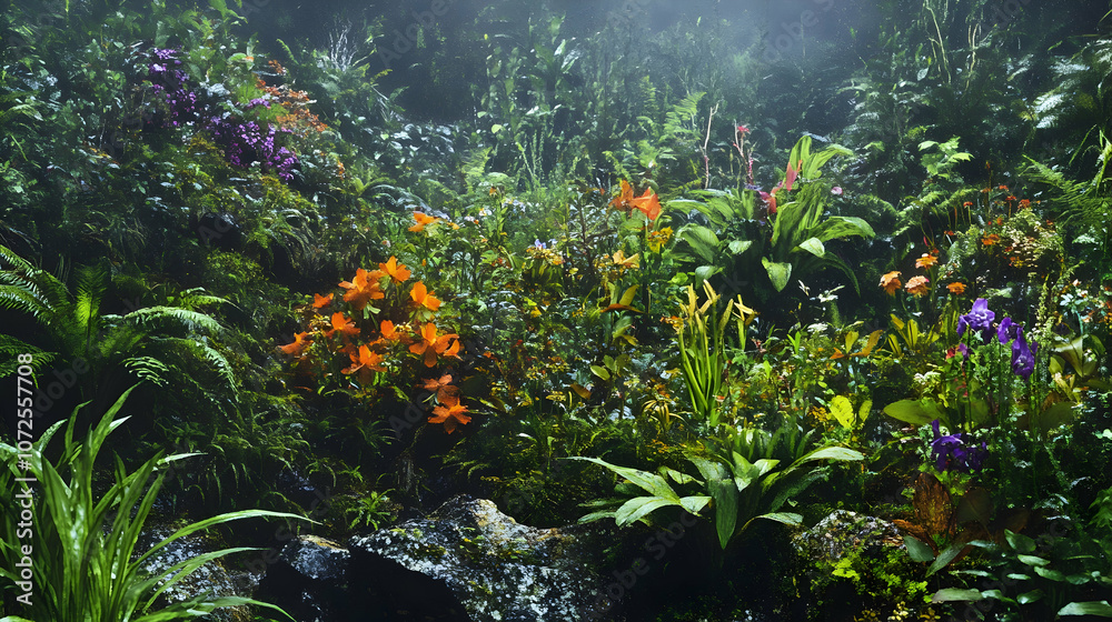 Rare flora and fauna in a mountain ecosystem, showcasing unique plant and animal life in a pristine environment - Rare flora and fauna in a mountain ecosystem, showcasing unique plant and animal life in a pristine environment -