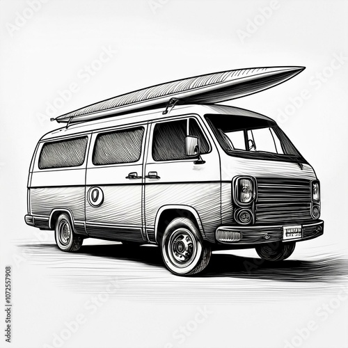 Van, Surfing, Beach, Car