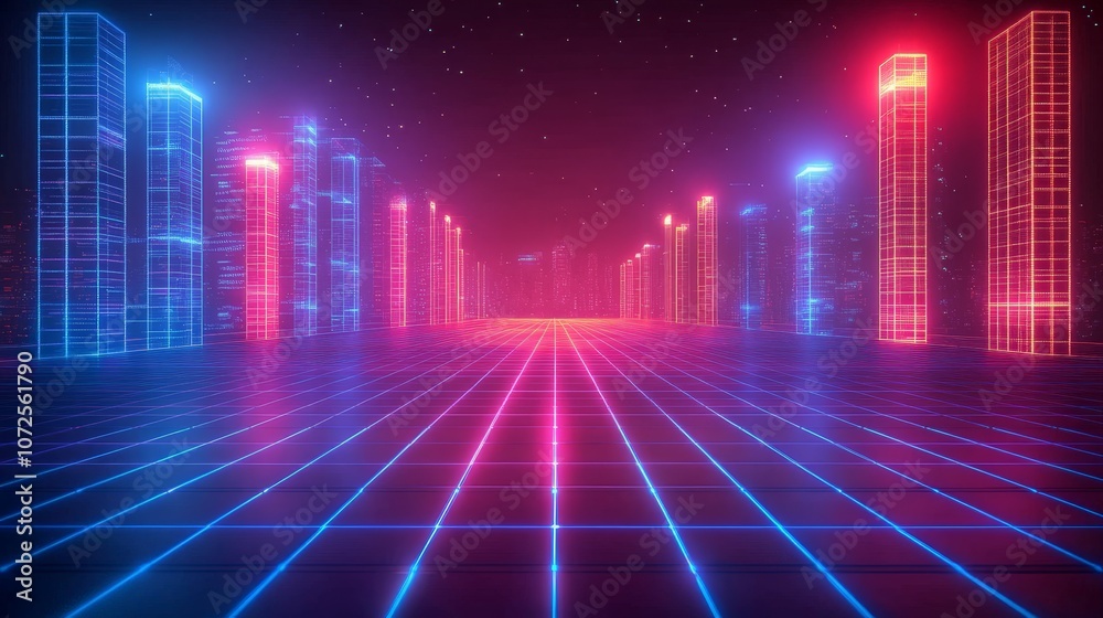 Abstract glowing dots and lines representing digital landscape and data flow visualization Abstract glowing dots and lines representing digital landscape and data flow visualization