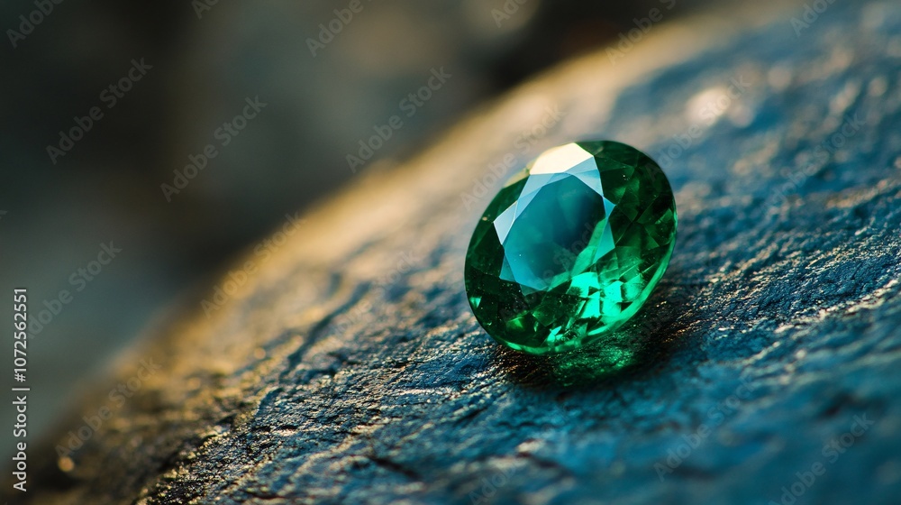 A brilliant emerald gemstone in an oval cut with deep green hues A brilliant emerald gemstone in an oval cut with deep green hues