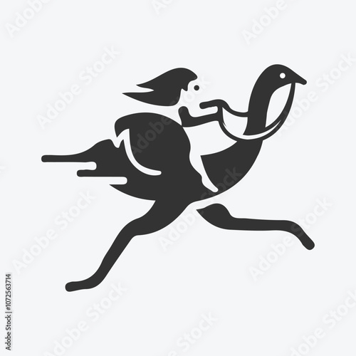 Negative space horse with a girl that called negative space logo design
