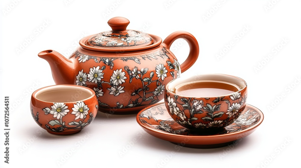A simple, elegant display of Chinese tea in a delicate teacup, set against a clean white background. A simple, elegant display of Chinese tea in a delicate teacup, set against a clean white background.