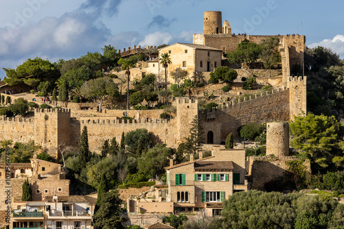 The Castle of Capdepra on the hill above the small town of Capdepera, Mallorca, Majorca, Balearic Islands, Spain, Europe