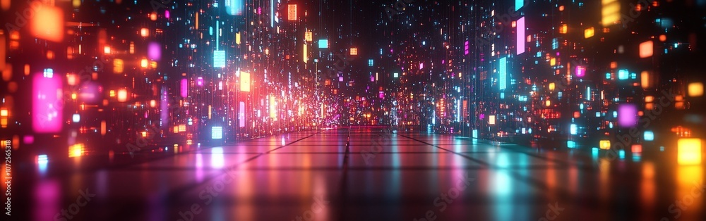 Obraz premium Abstract glowing dots and lines creating a digital data landscape