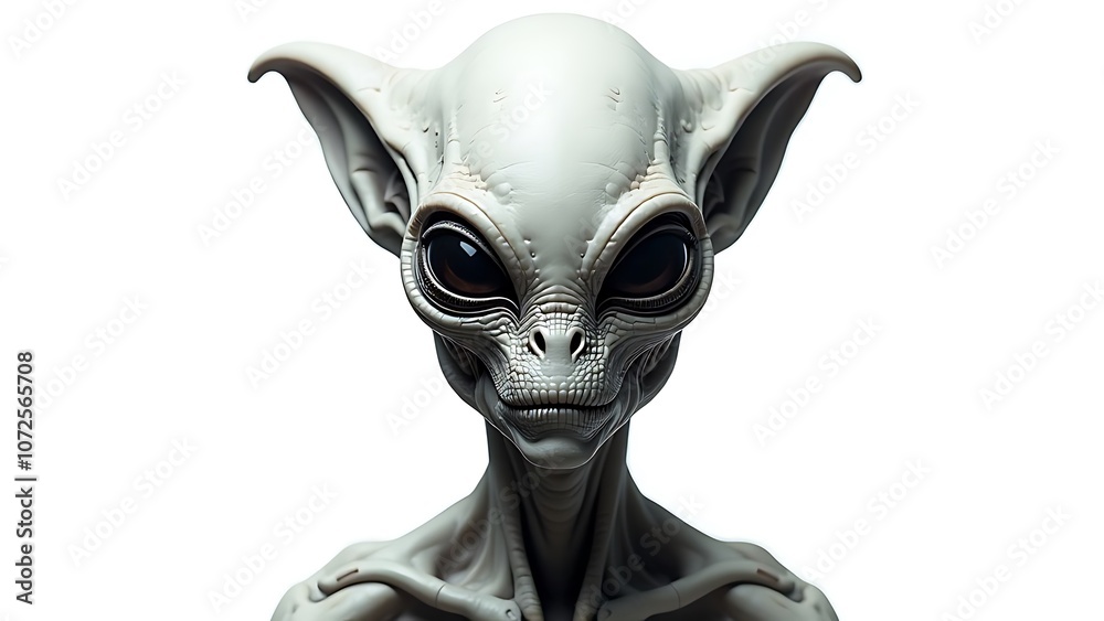 Naklejka premium Alien Portrait on White Background