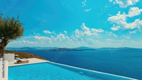 A stunning infinity pool overlooking the crystal-clear ocean and dramatic sky.