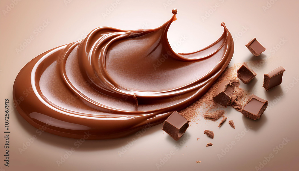 Smear of tasty chocolate paste, isolated on a pastel Smear of tasty chocolate paste, isolated on a pastel