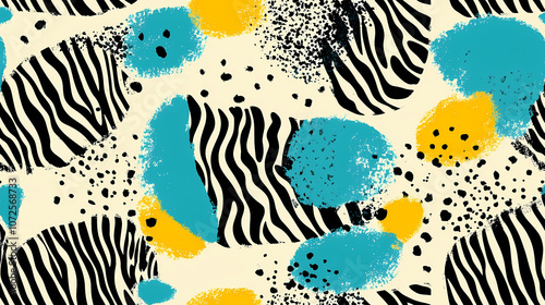 A seamless pattern bold animal print pattern with zebra stripes and leopard spots, modern and stylish. Abstract. Illustration