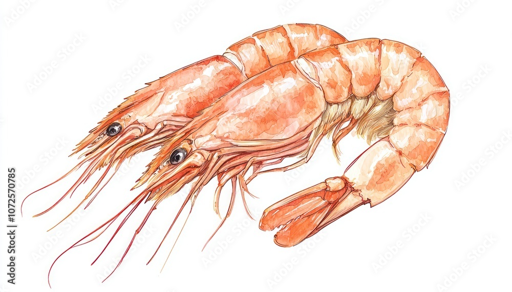 A hand-drawn illustration of shrimp, rendered on a pure white background, showcasing artistic simplicity and seafood theme. A hand-drawn illustration of shrimp, rendered on a pure white background, showcasing artistic simplicity and seafood theme.