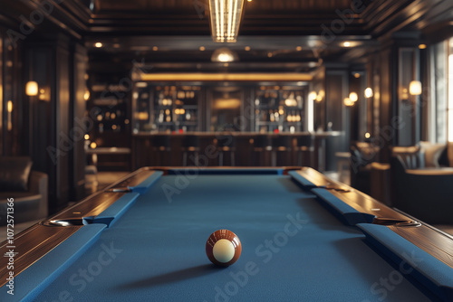 Pool Ball on Felt Table in Upscale Lounge for Year-round Billiards Enjoyment