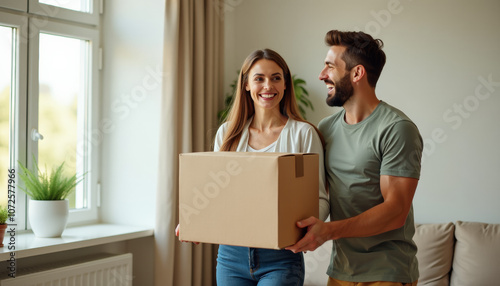 Happy Couple Moving Home