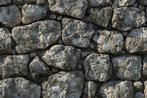 Image of Old grey antique cobble stone wall. Texture for background usage