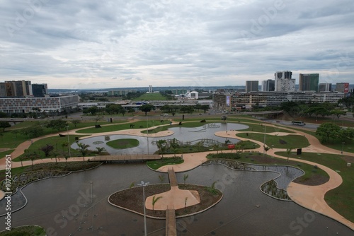 Aerial view of Monumental Axis of Brasilia, Brazil