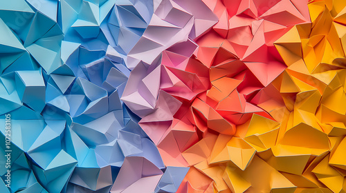 Fototapeta Naklejka Na Ścianę i Meble -  Colorful origami paper as abstract wallpaper background (generative ai). Abstract. Illustration