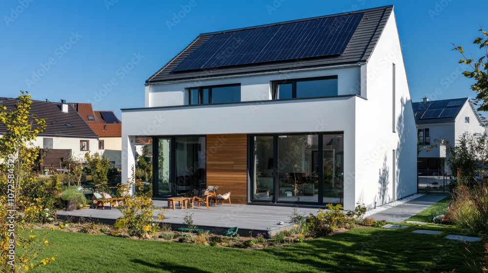 Residential development showcasing energy-efficient passive houses Residential development showcasing energy-efficient passive houses