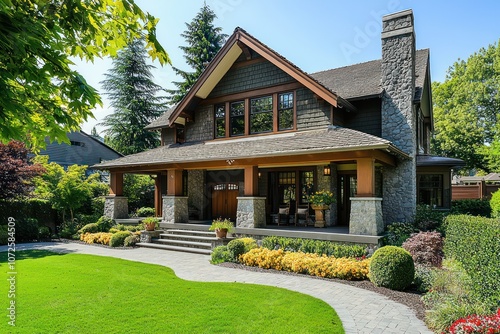 Single-family craftsman-style house showcasing traditional charm photo