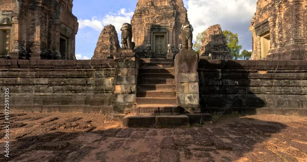 Historic Eastern Mebon temple architecture in Siem Reap, Cambodia.
