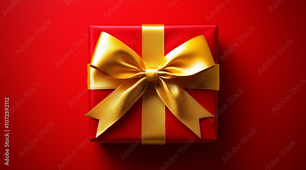 gift box with golden quote on red background. space for text. ideal to congratulate Christmas and the new year gift box with golden quote on red background. space for text. ideal to congratulate Christmas and the new year