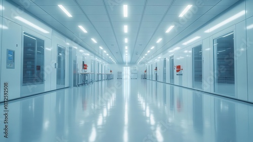 A wideangle view of a clean and organized workspace in a logistics center, Efficiency, Tidy and safe