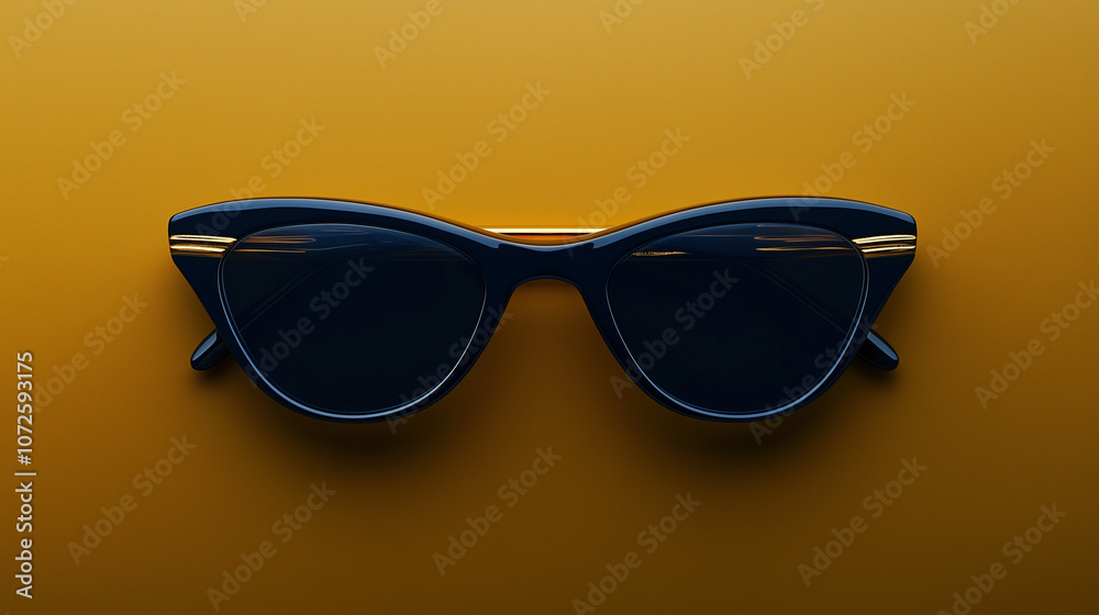 navy blue sunglasses isolated on golden black background navy blue sunglasses isolated on golden black background